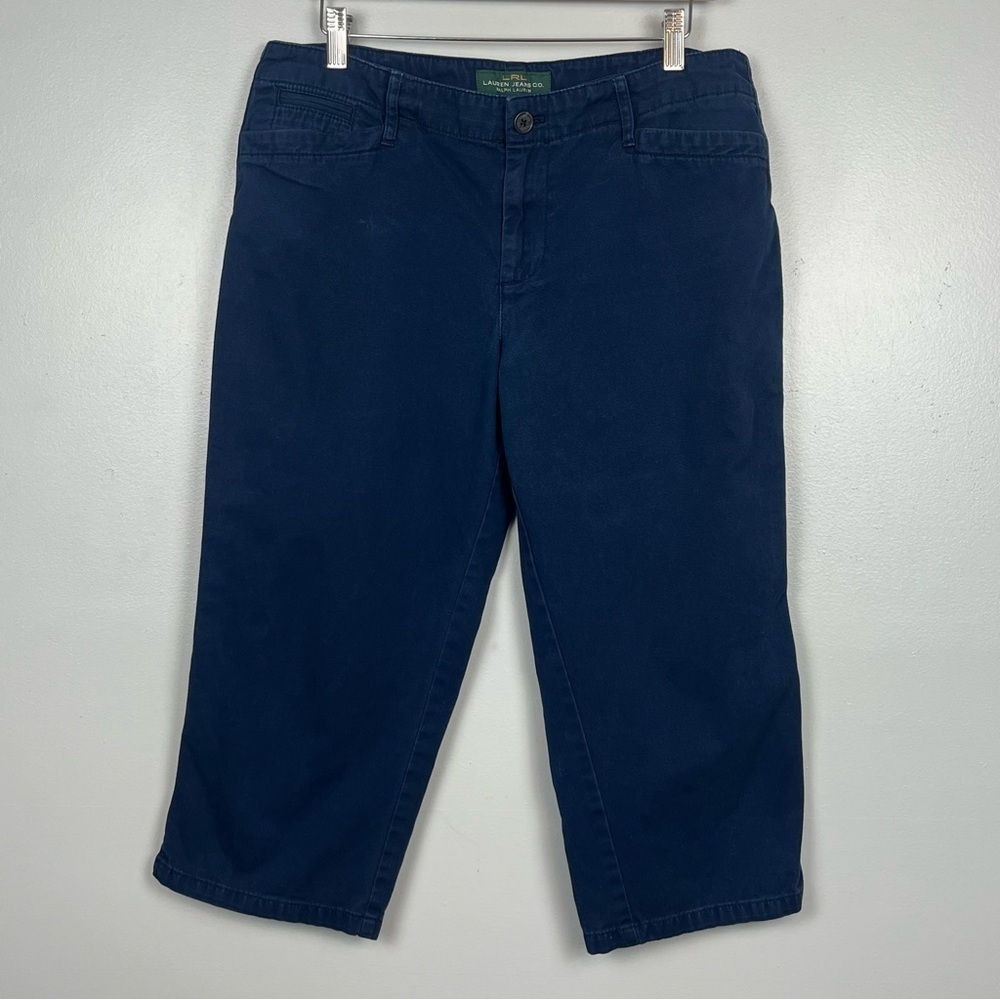 Lauren Ralph Lauren navy 100% cotton capri pants, size 10.